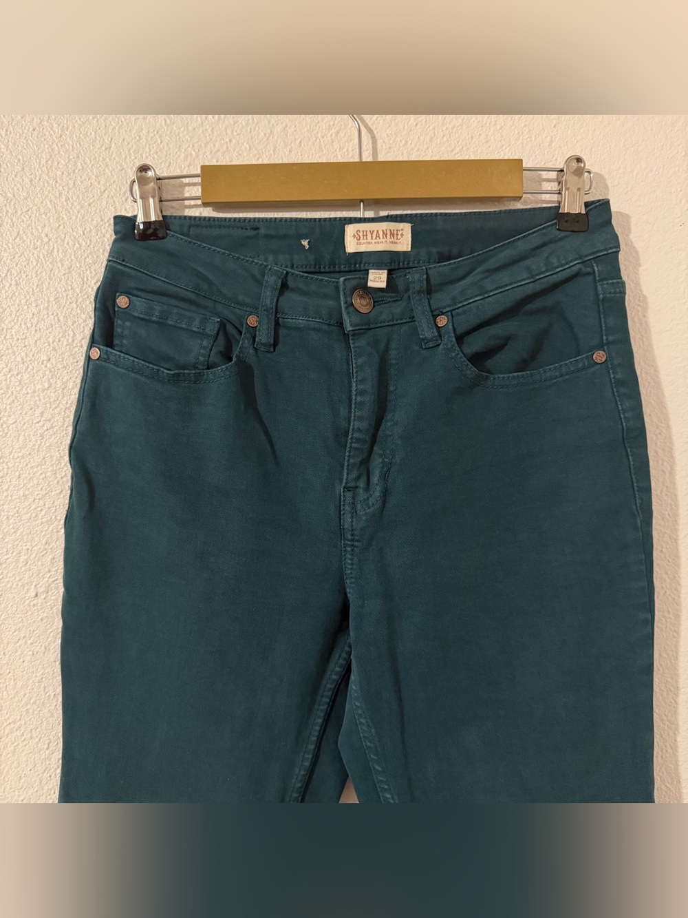 Shyanne Womens Boho Country Flare Western Bell Bottom Teal Jeans Size 29/34 - Picture 4 of 15